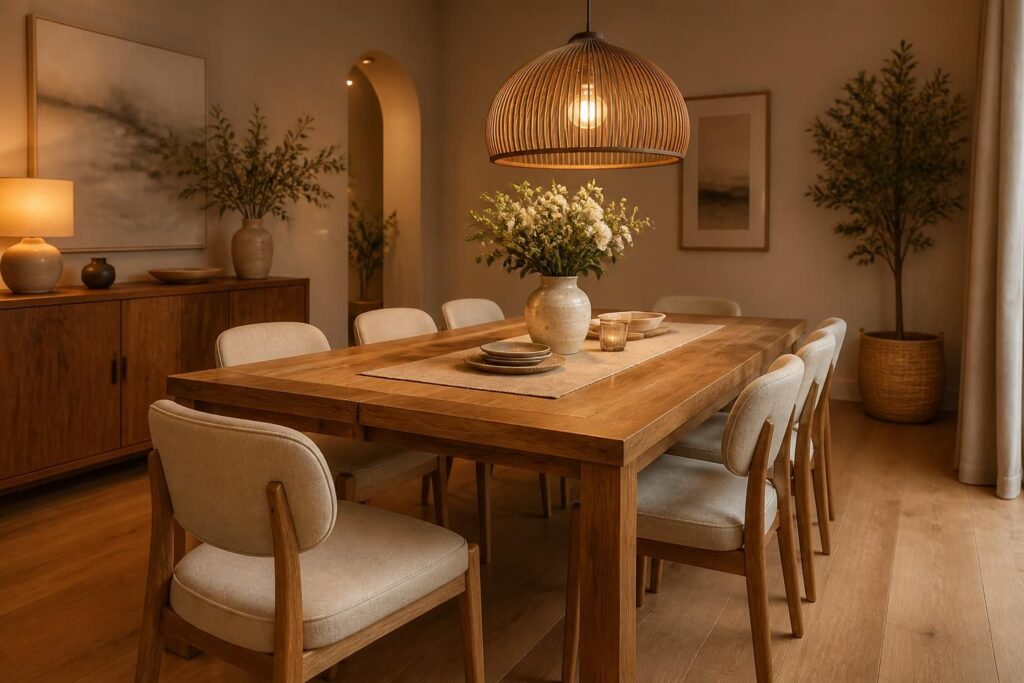 découvrez comment aménager une salle à manger chaleureuse grâce à une sélection harmonieuse de tables, assises confortables et un éclairage adapté pour créer une ambiance conviviale.