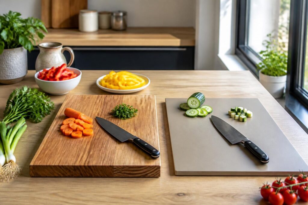 découvrez comment choisir entre une planche à découper en bois ou en composite pour des découpes précises et durables dans votre cuisine.